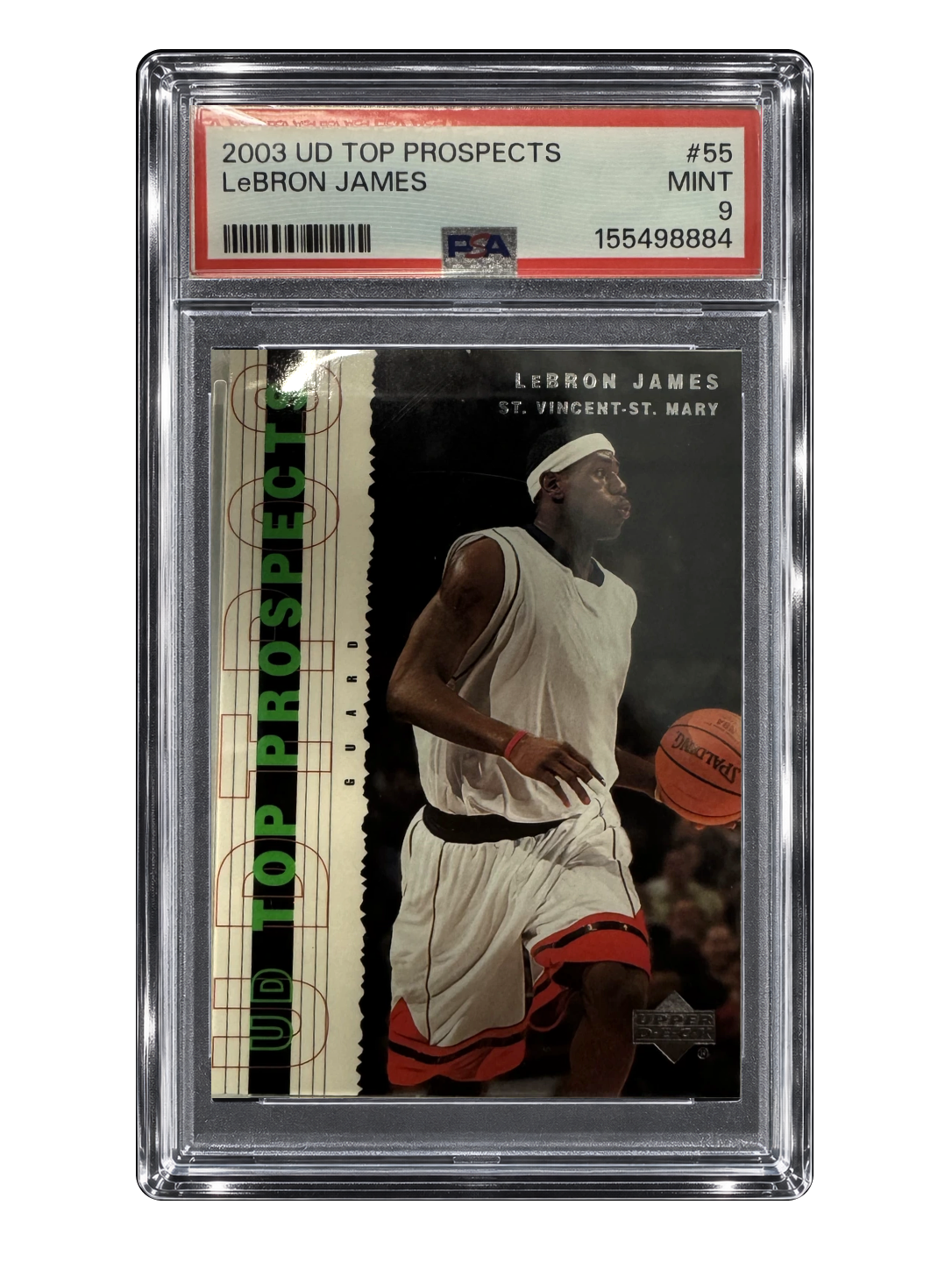 LeBron James card in a clear slab